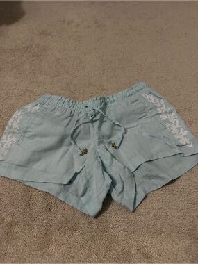 Lilly Pulitzer Light Blue Drawstring Embroidered Shorts